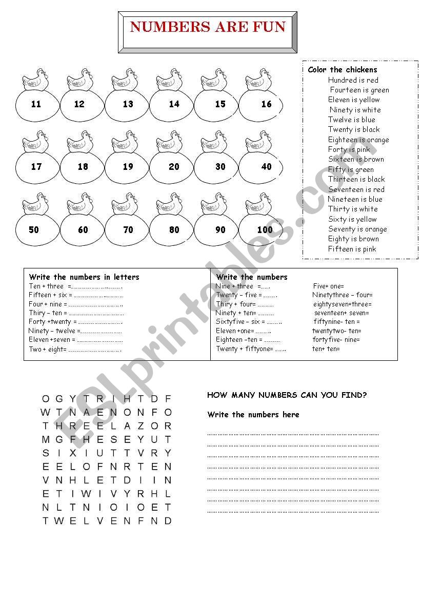 NUMBERS ARE FUN worksheet