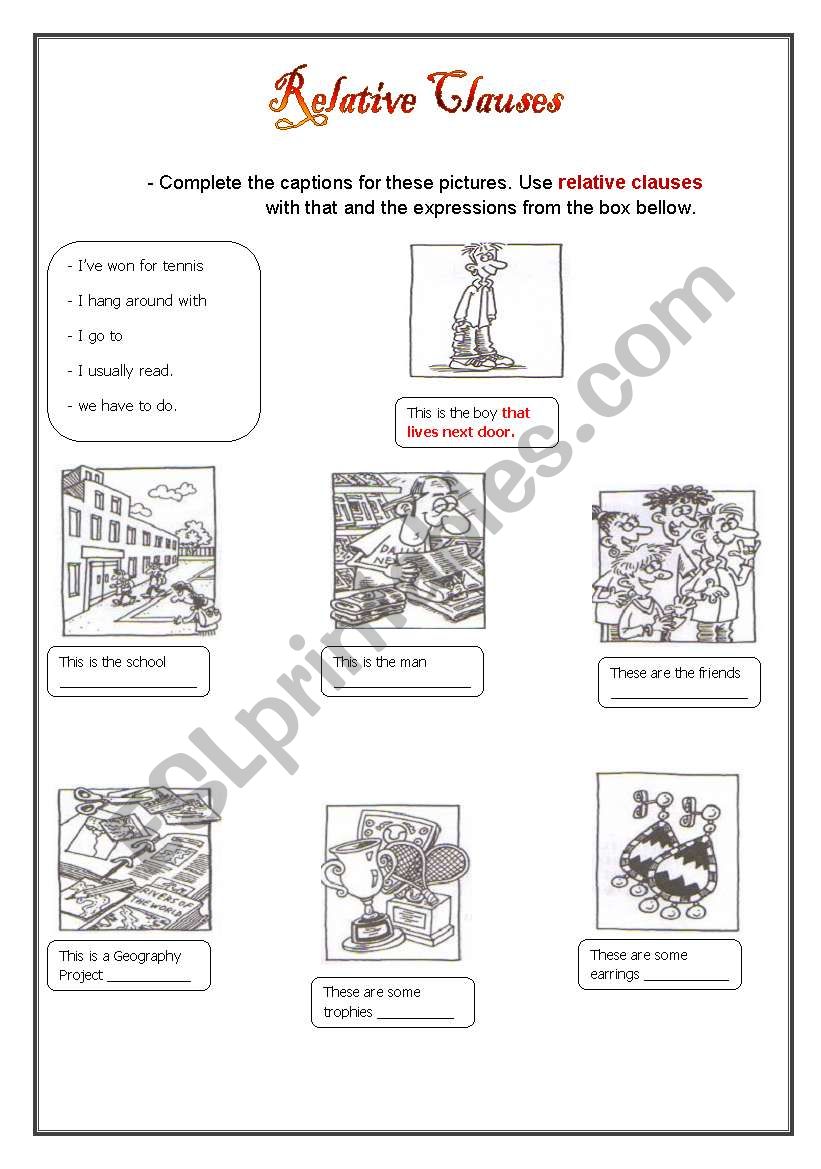 relative pronouns  worksheet