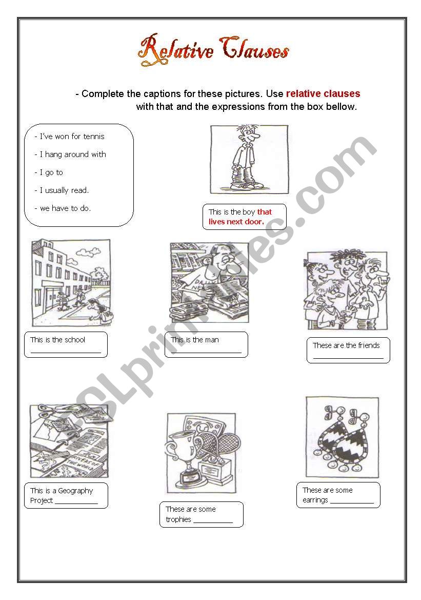 relative pronouns  worksheet