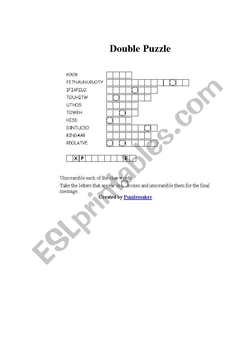 Jumbled Letters worksheet