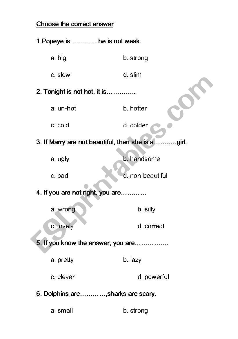 grammar test worksheet