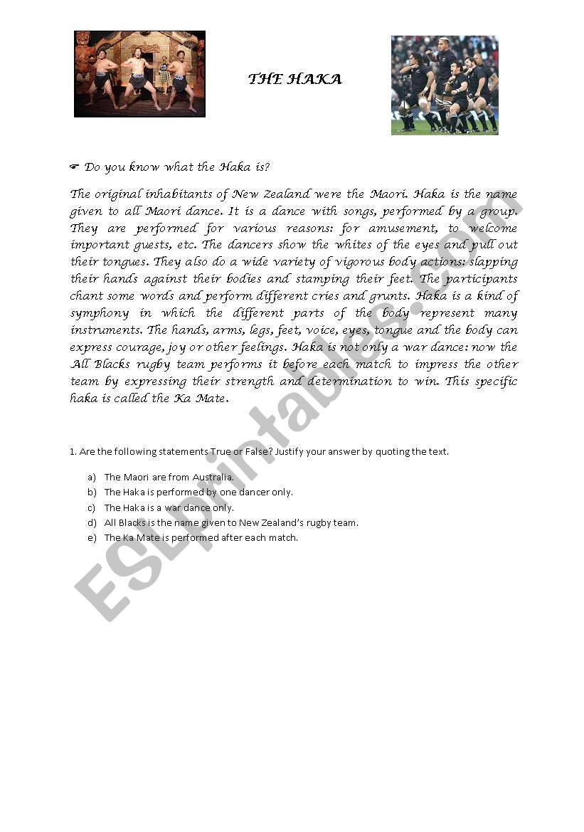 The Haka worksheet