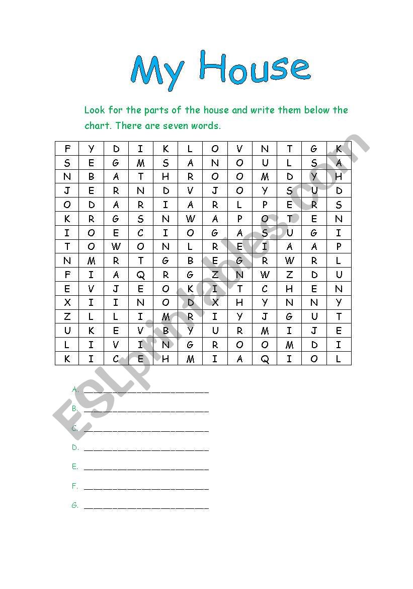 My House worksheet