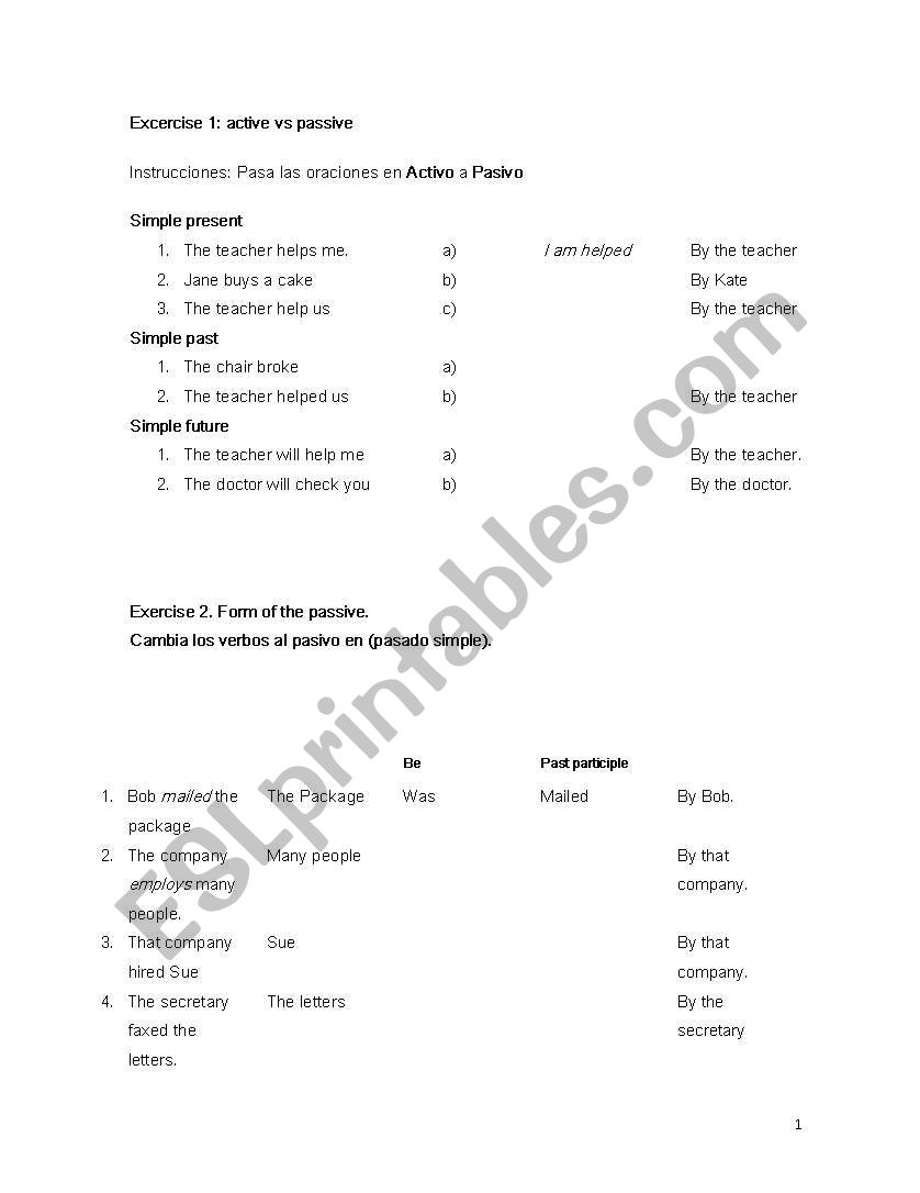 Passive Voice  worksheet