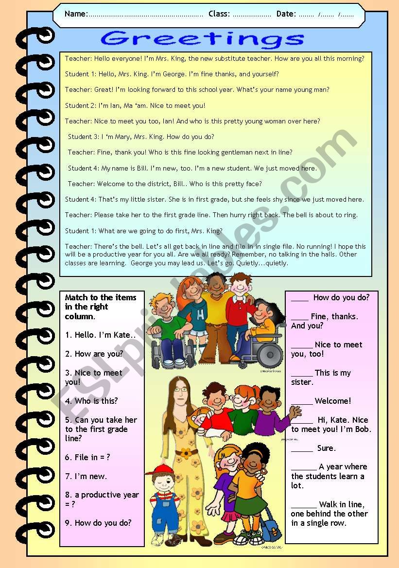 Greetings 101 worksheet