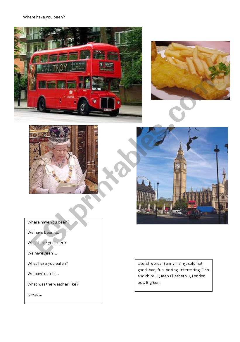 Where have you been? London worksheet