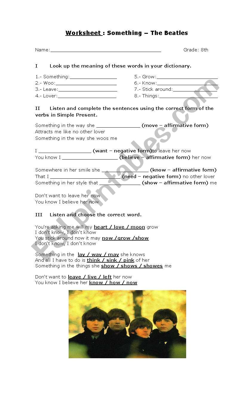 Something - The Beatles worksheet