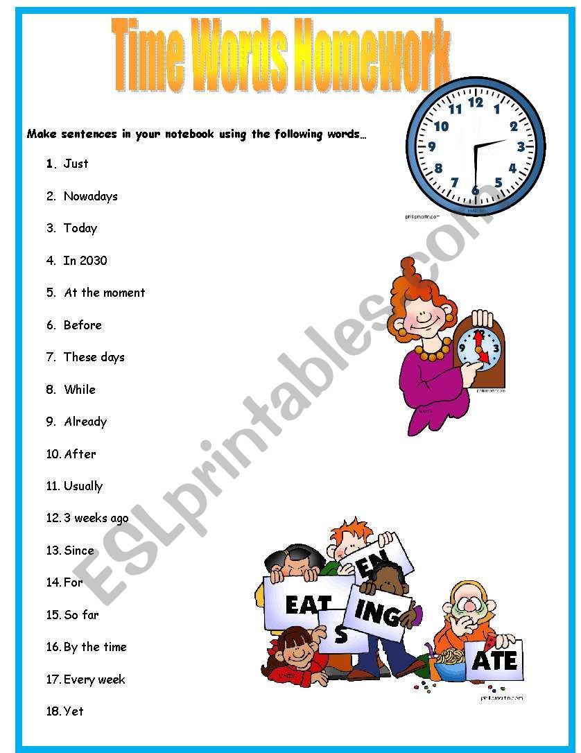 Time Words Worksheet worksheet