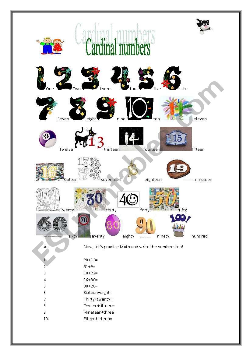 cardinal numbers worksheet