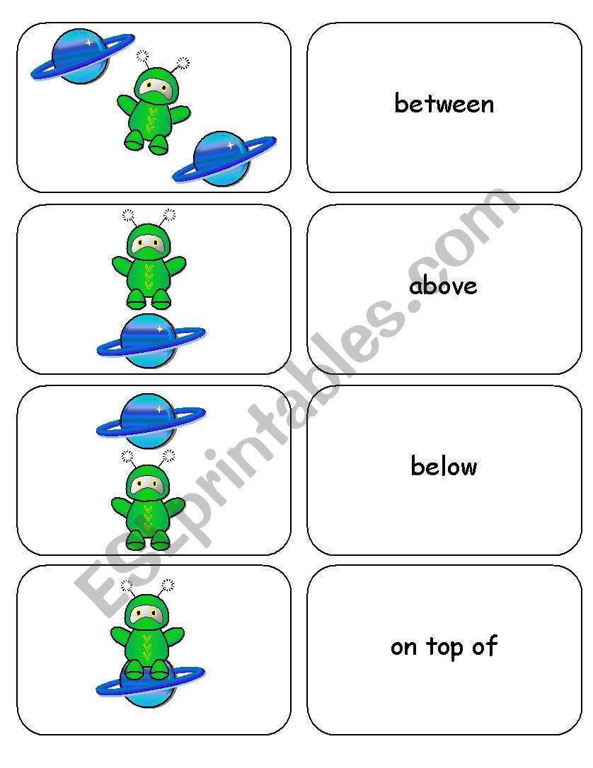 Where is the Alien Astronaut Preposition Dominoes and Memory Cards Part  2 of  2.