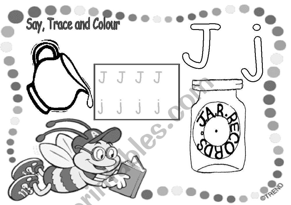 say trace and color j-k-l worksheet