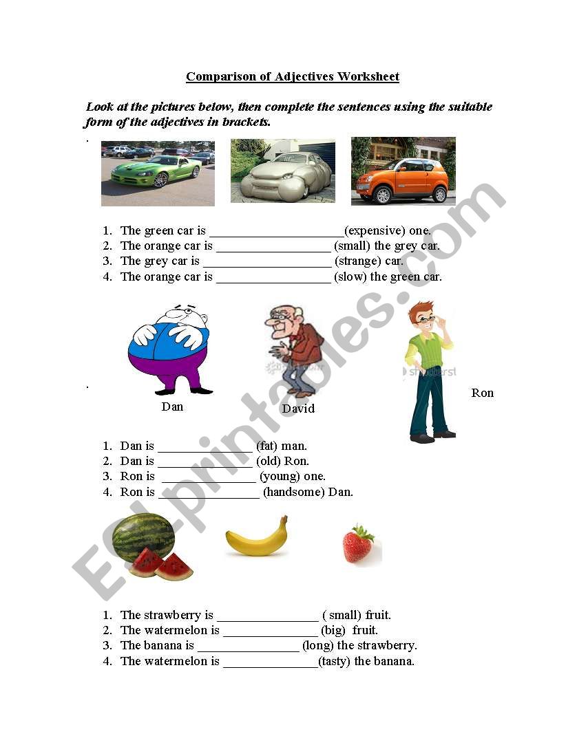 comparison of adjectives worksheet