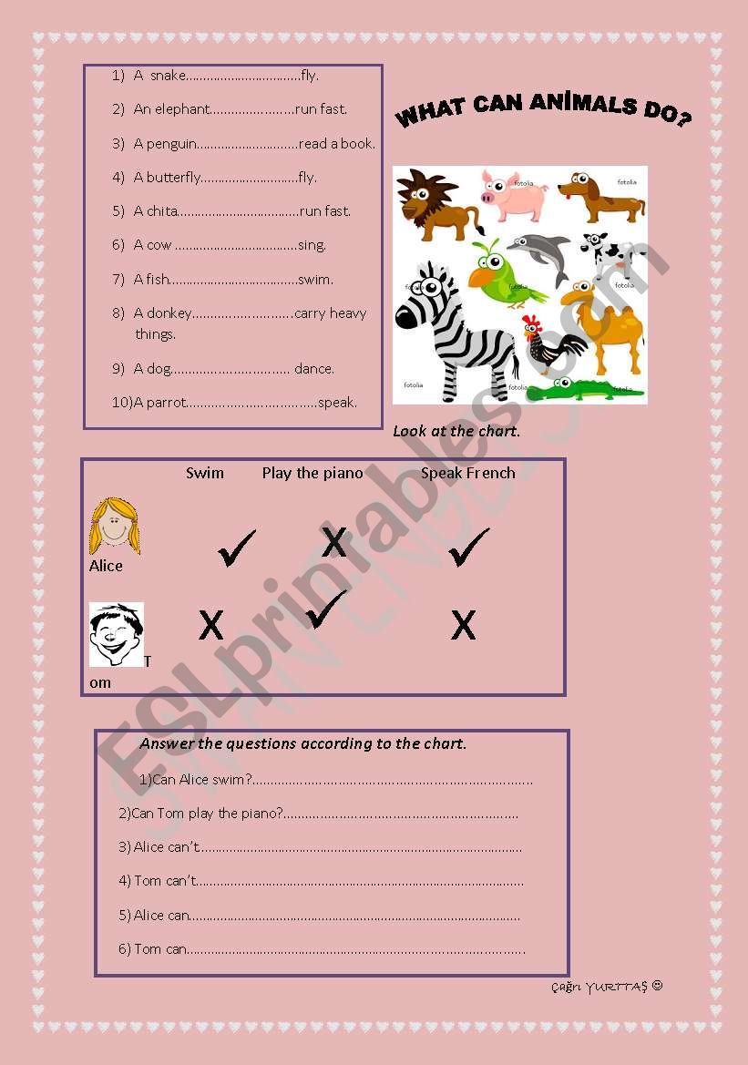 can cant with animals worksheet