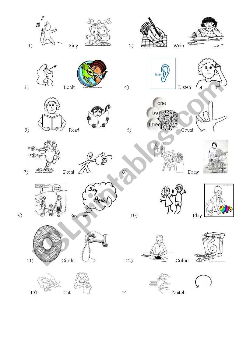 instructions related verbs worksheet