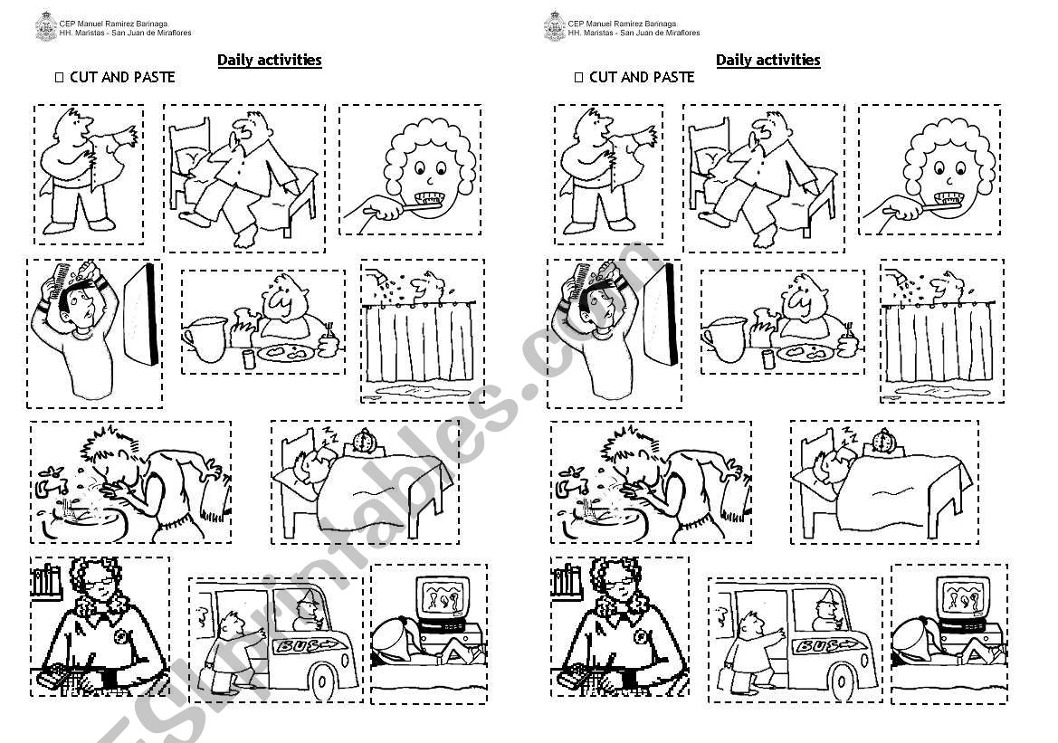 daily activities worksheet