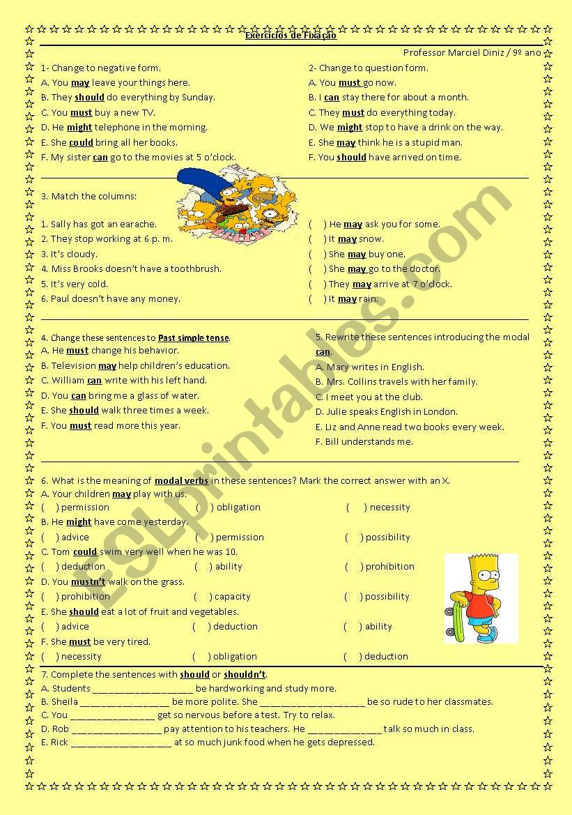 Modal verbs - activities worksheet