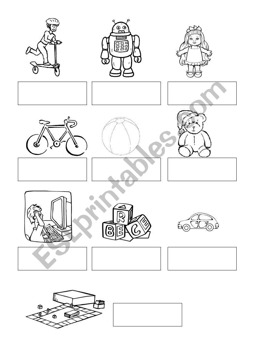 Toy bingo worksheet