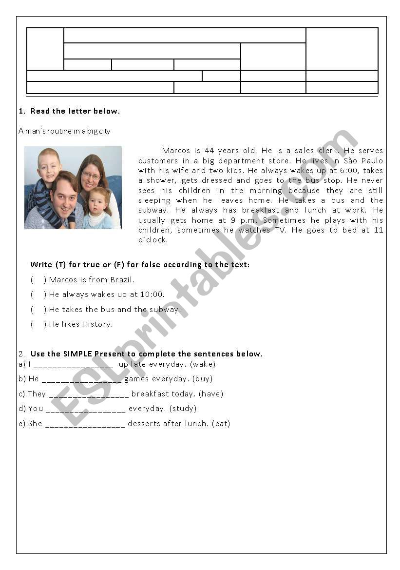 basic test worksheet