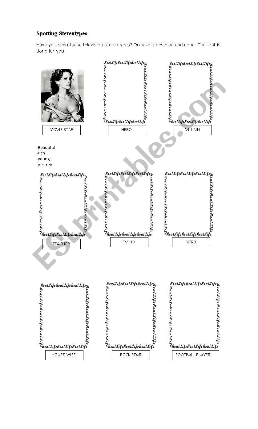 Spotting stereotypes worksheet