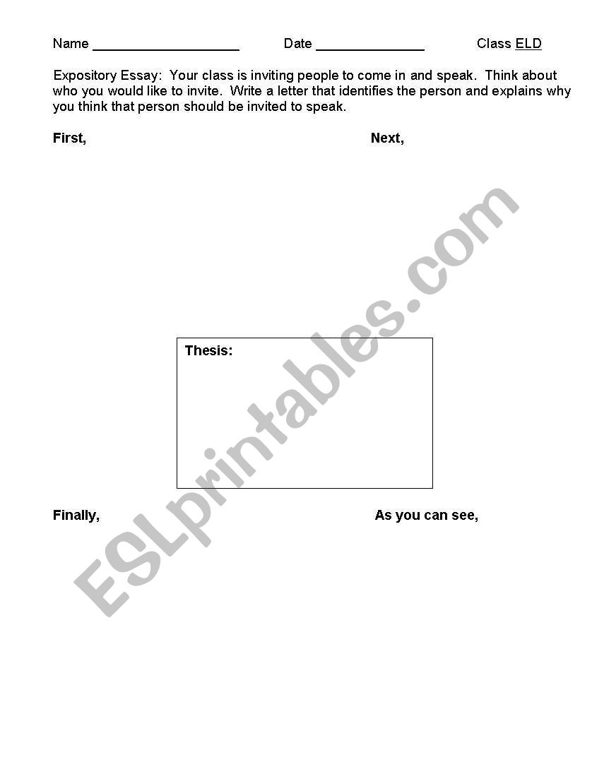 English worksheets: Four Square Template Graphic Organizer Writing Prompt