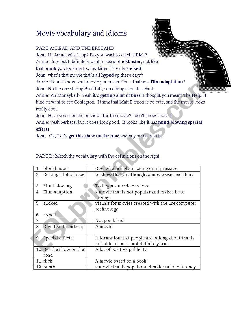 Movie Idioms worksheet