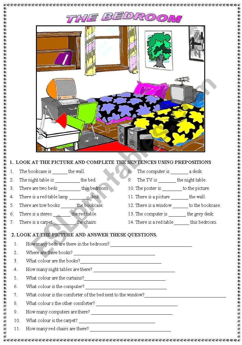 Bedroom worksheet