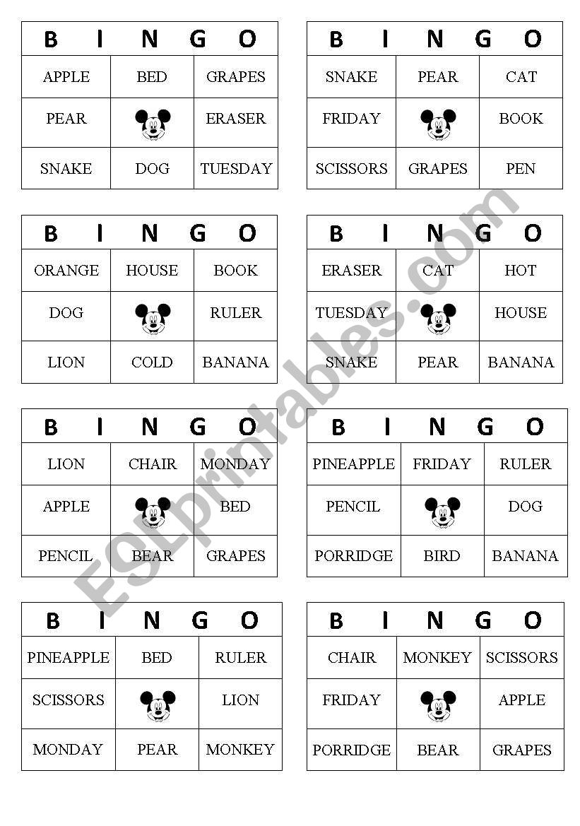 Bingo 2 worksheet