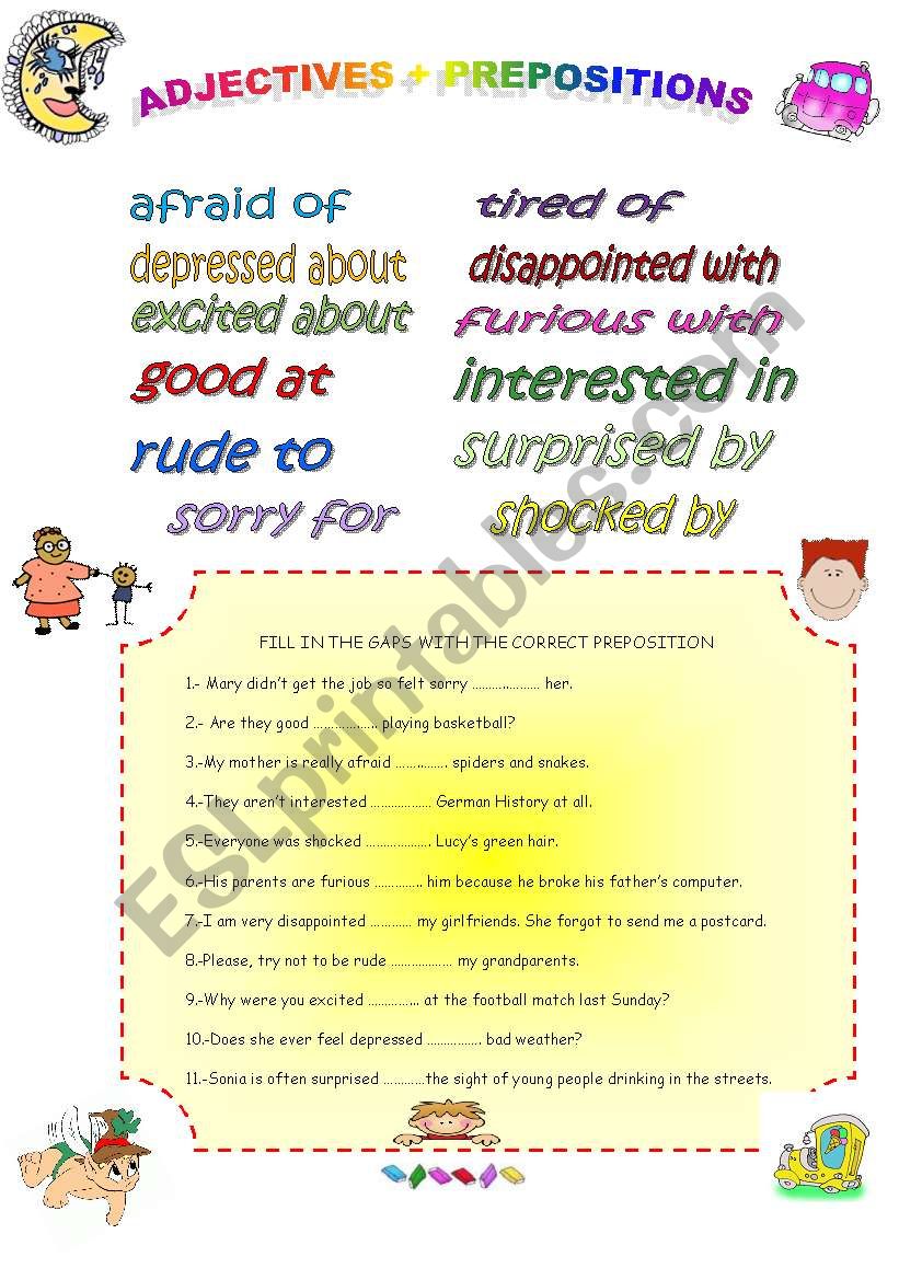 ADJECTIVE+PREPOSITIONS worksheet