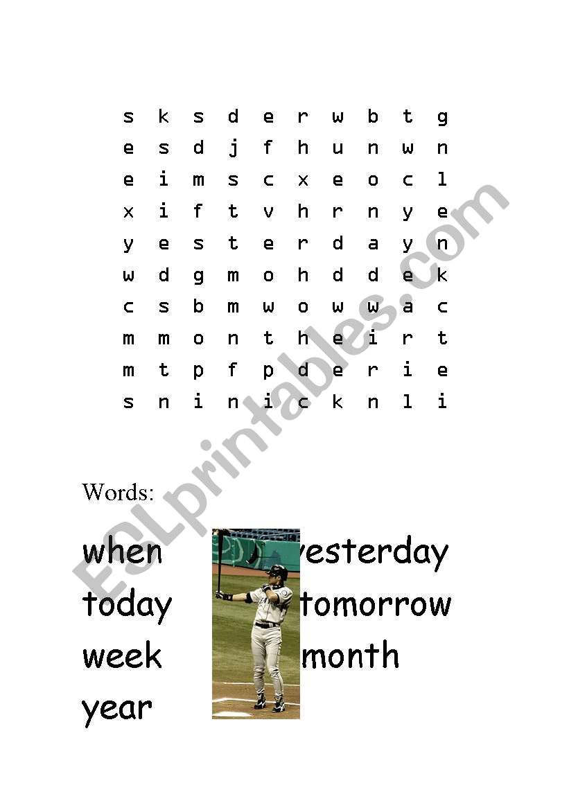 When? Word Search worksheet