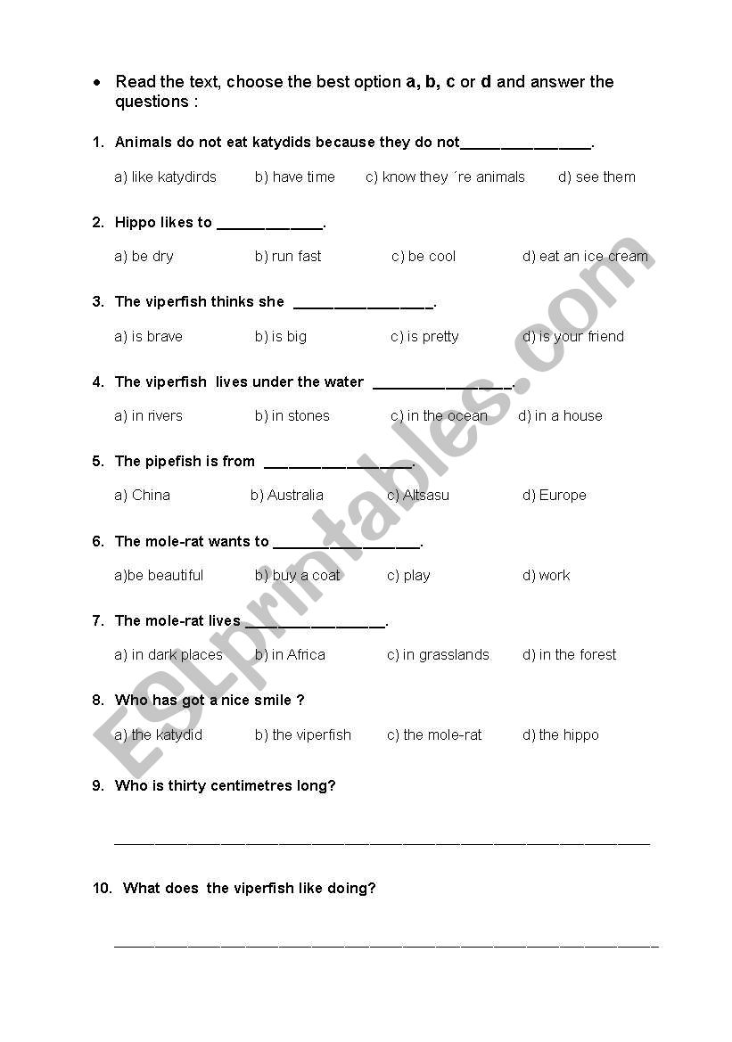 Unit 11 Animal Talk worksheet