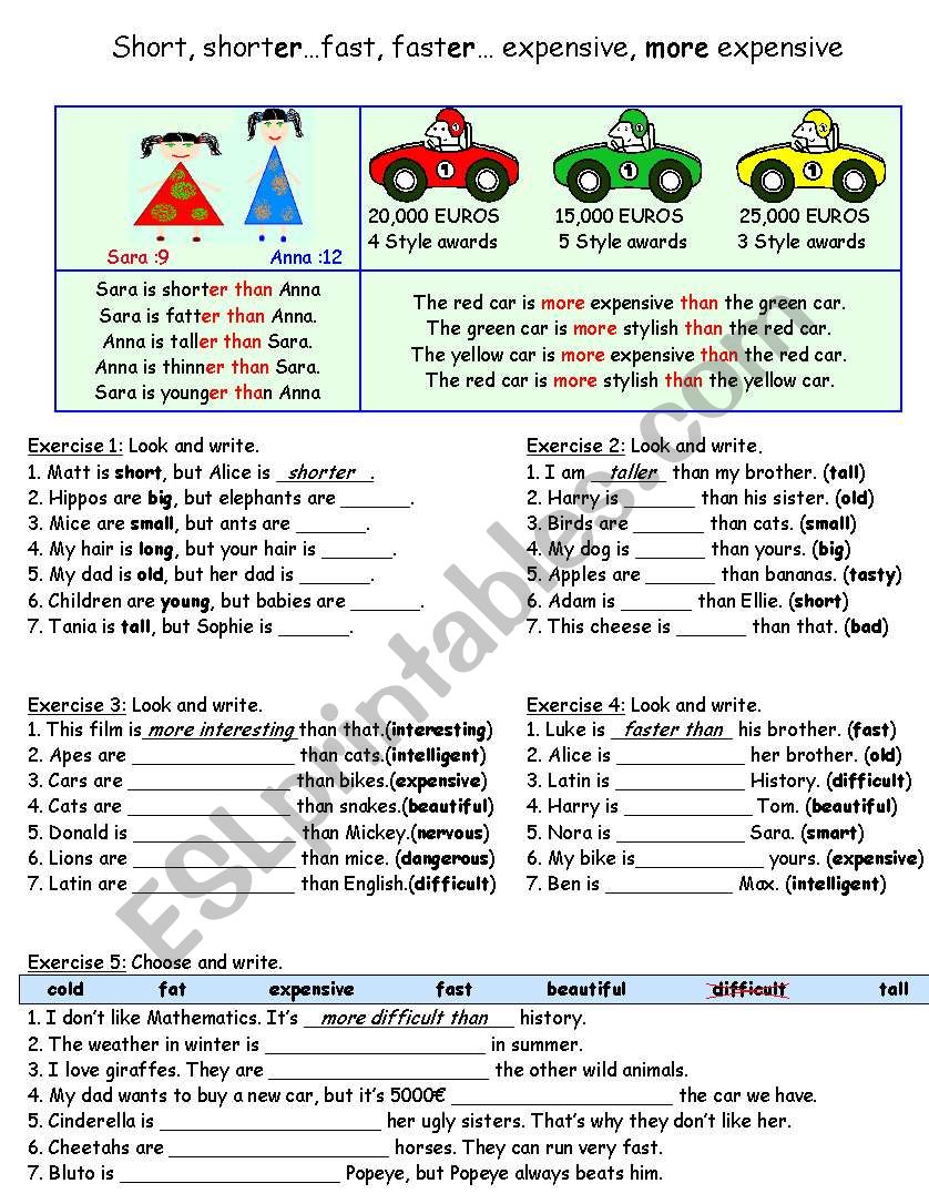 Comparatives worksheet