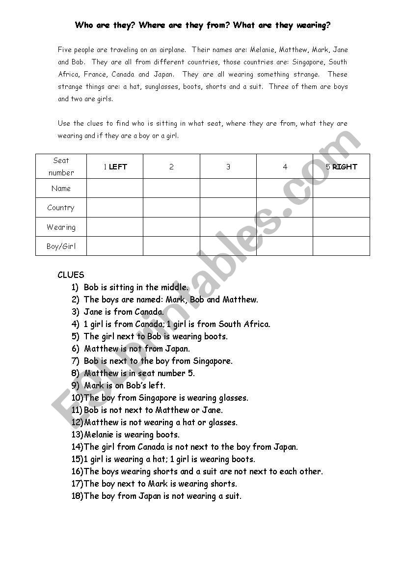 Logic Puzzle review for basic students