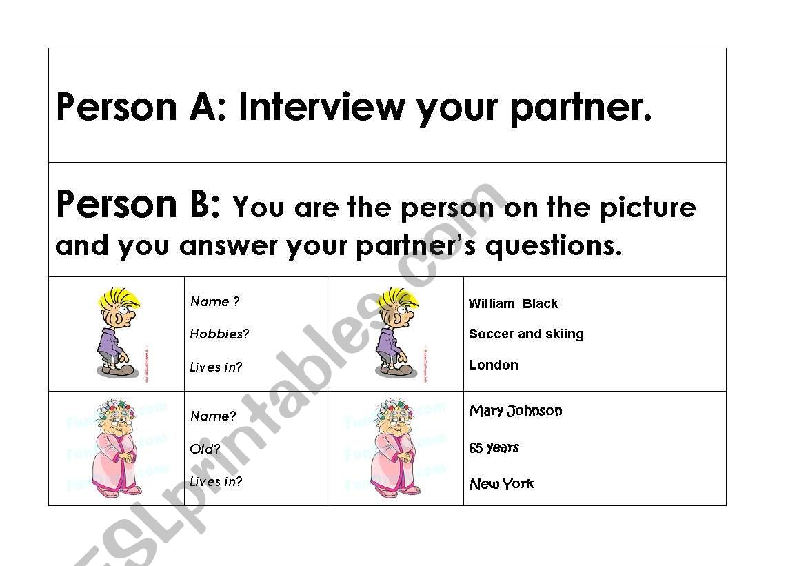 An interview - role play cards