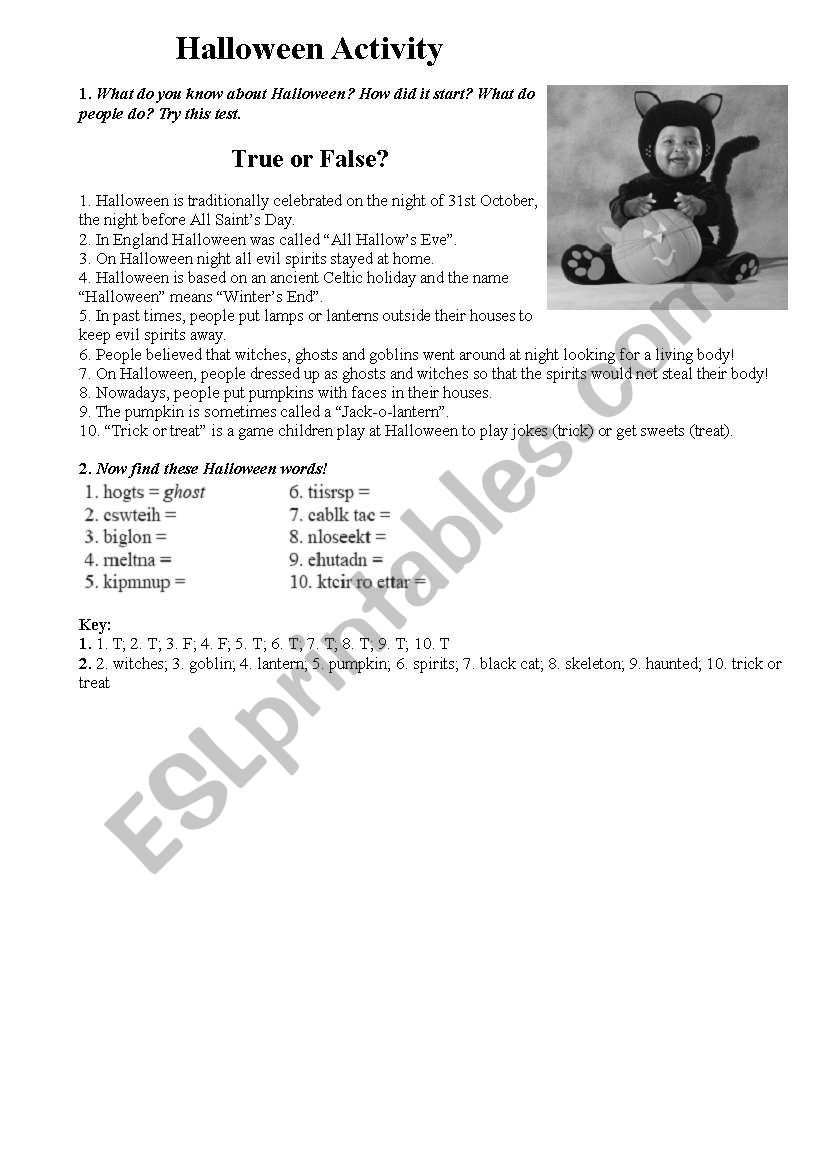 Halloween Activity worksheet