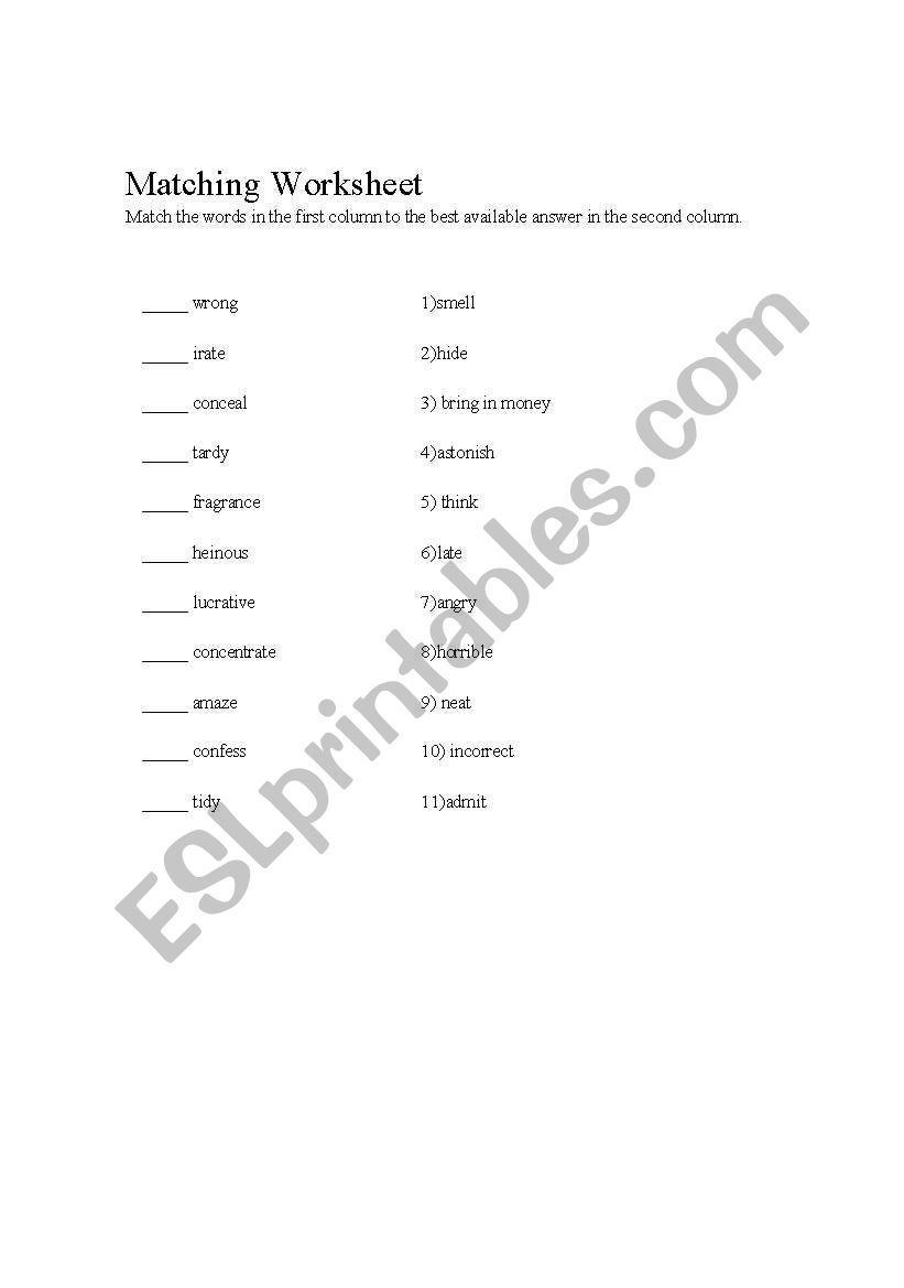 Adjectives worksheet