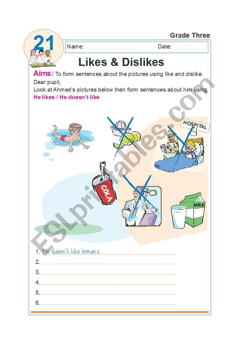 likes-dislikes worksheet