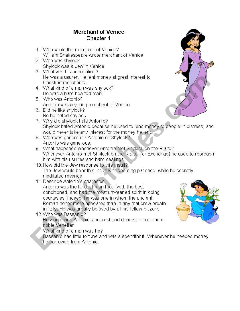 THE MERCHANT OF VENICE worksheet