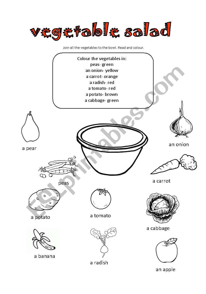 Vegetable Salad worksheet