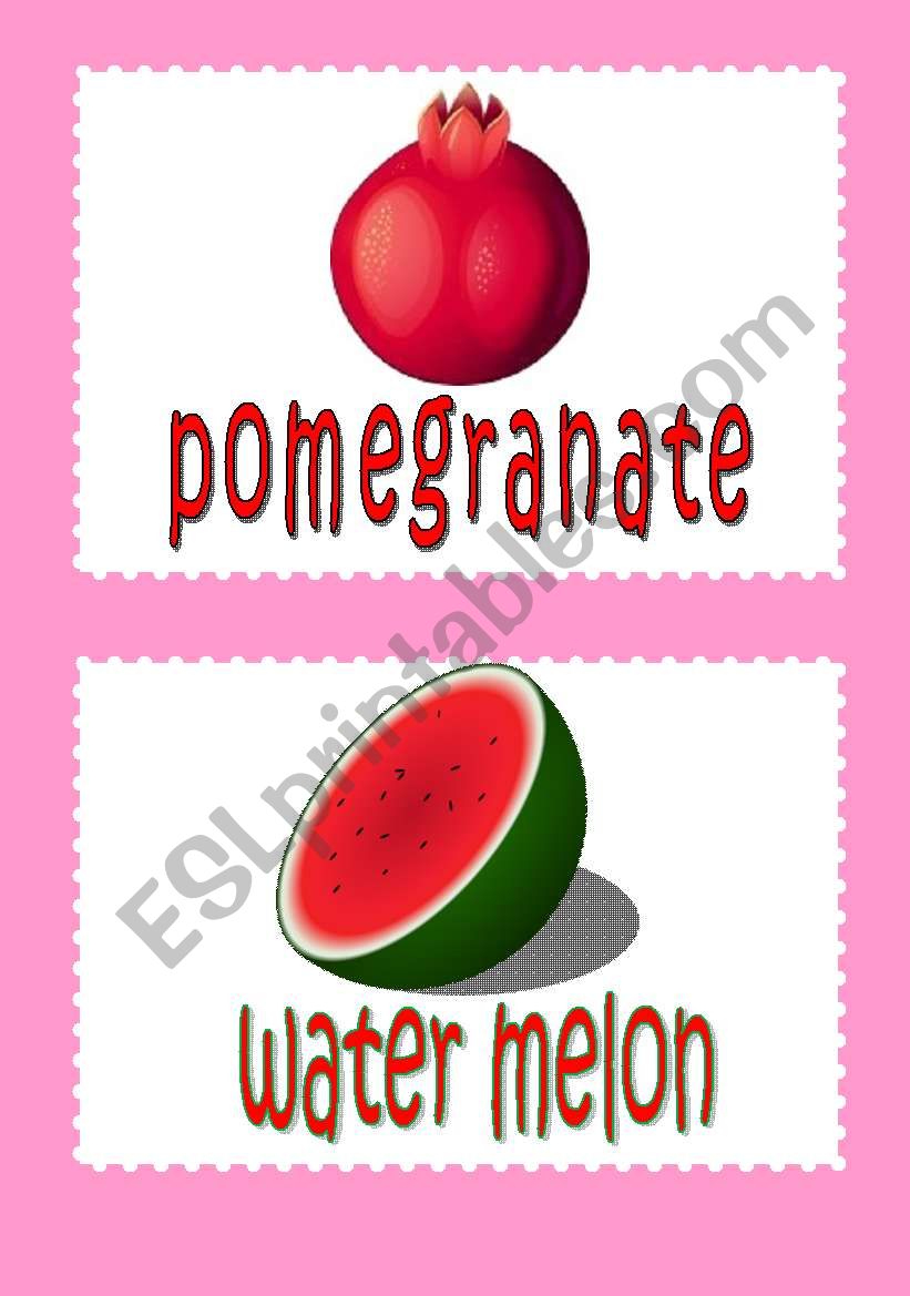 fruit flash-cards 2 worksheet