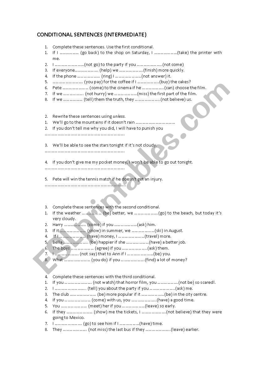 Conditionals worksheet