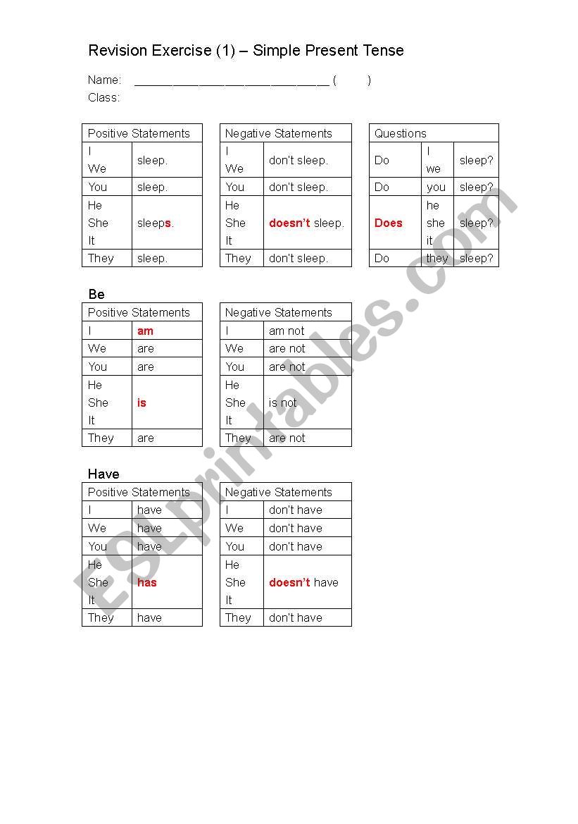 Simple Present Tense worksheet