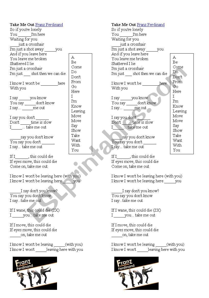 Take me out - Franz Ferdnand worksheet