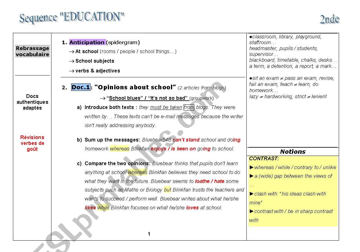 lesson plan education worksheet