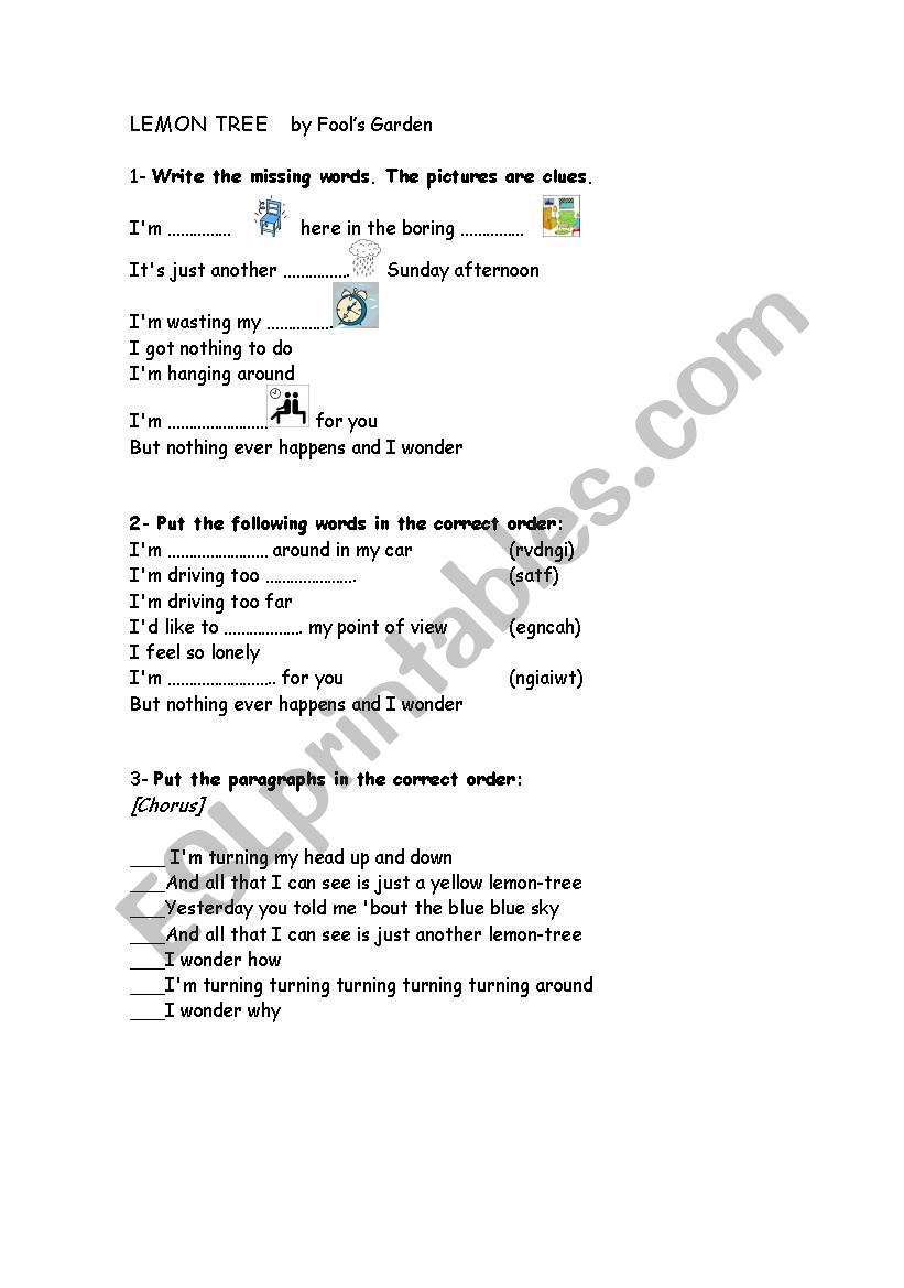 Lemon Tree  worksheet