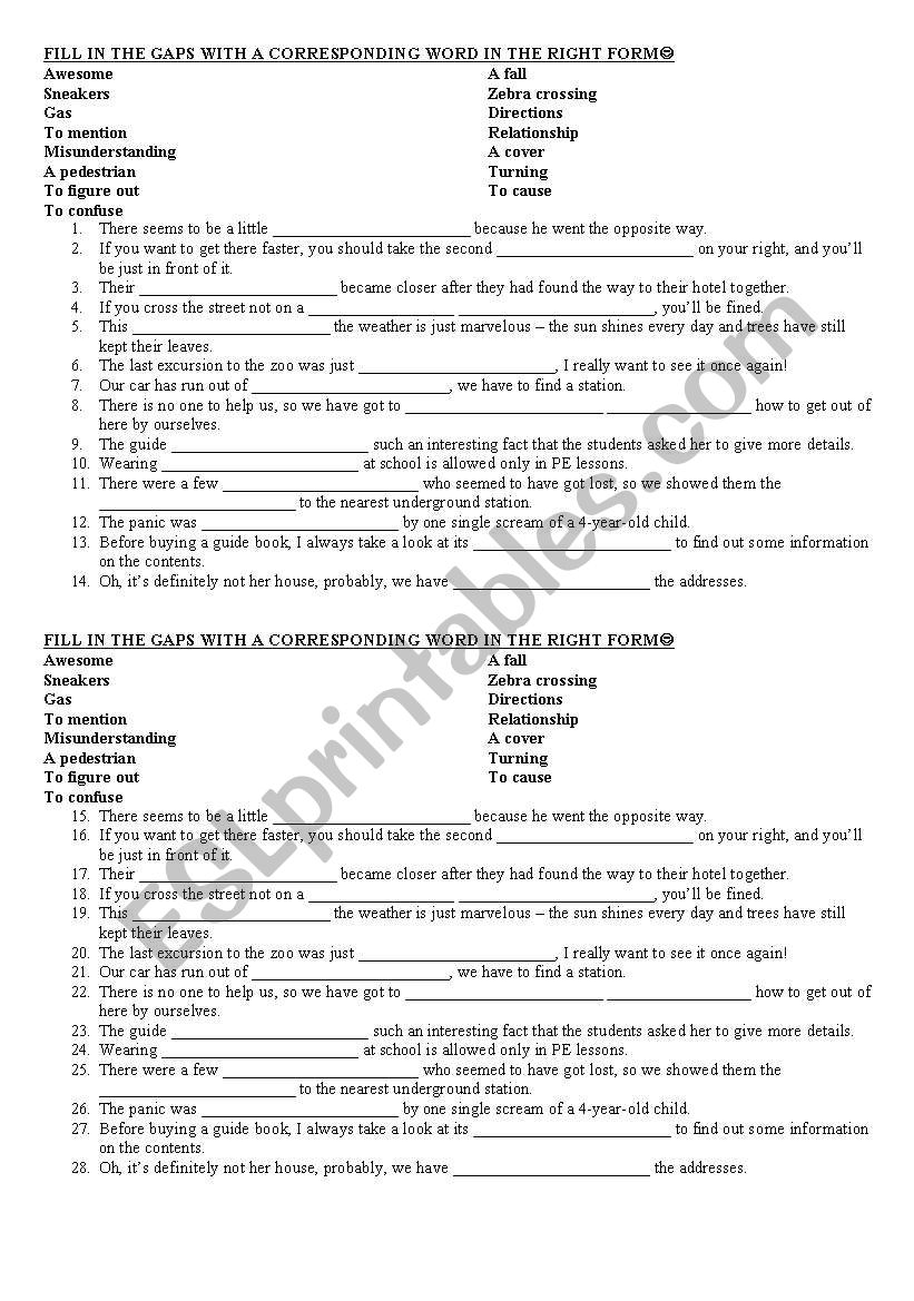 Directions_American English worksheet