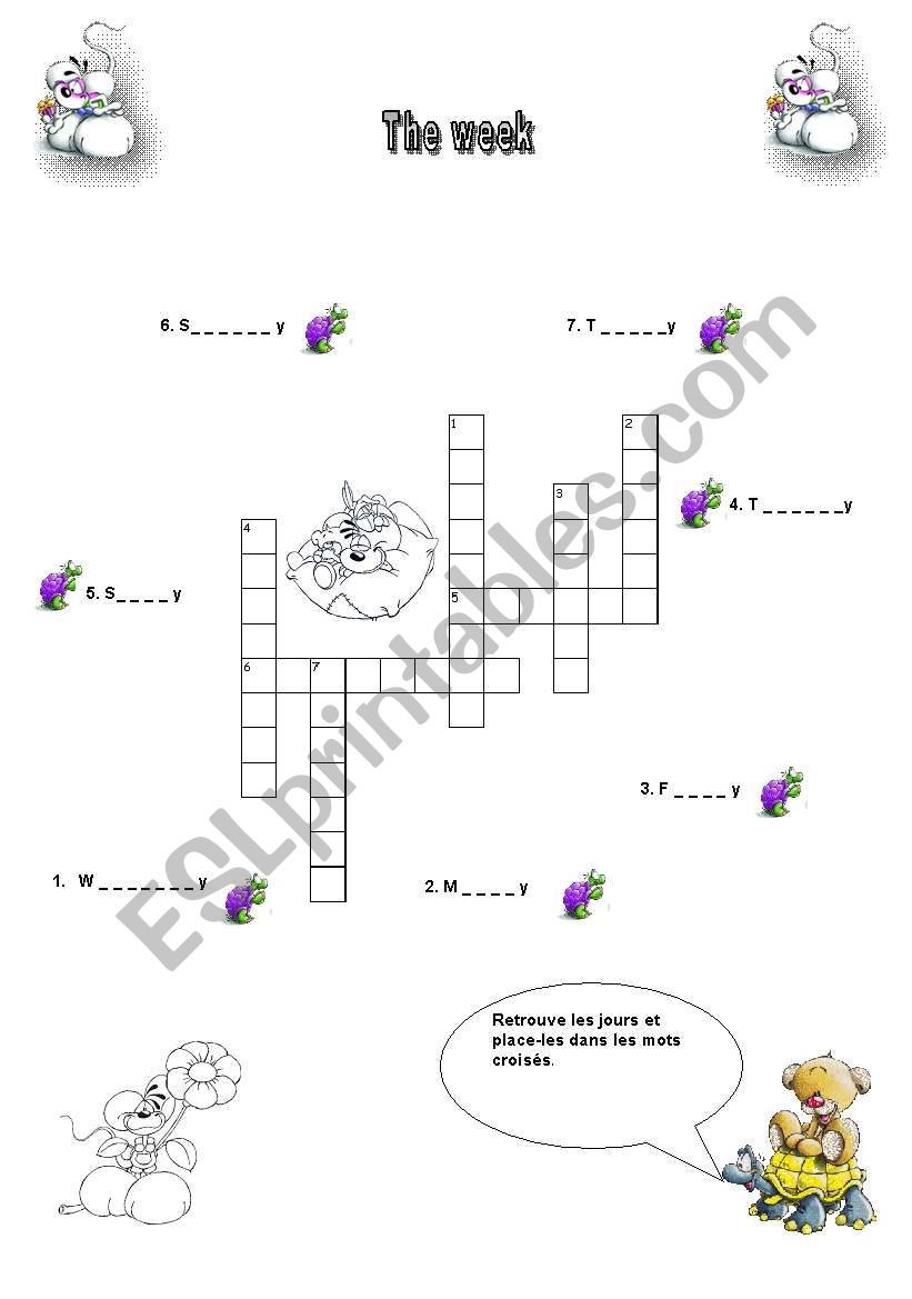 days crosswords worksheet