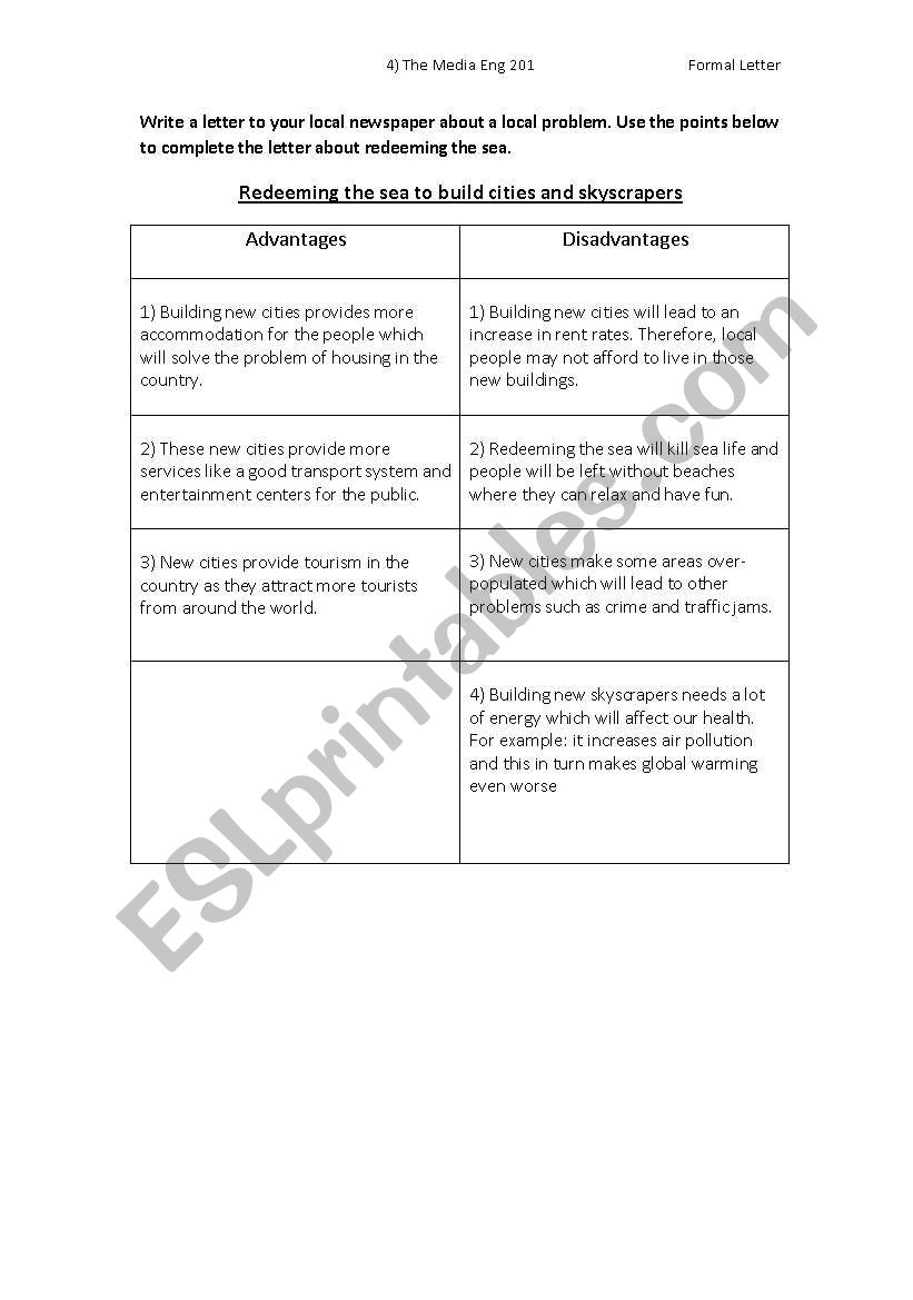 letter of protest worksheet