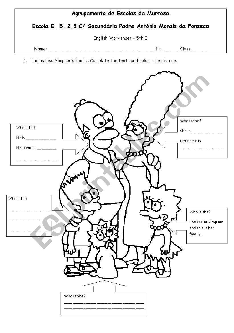 Family_Simpsons worksheet