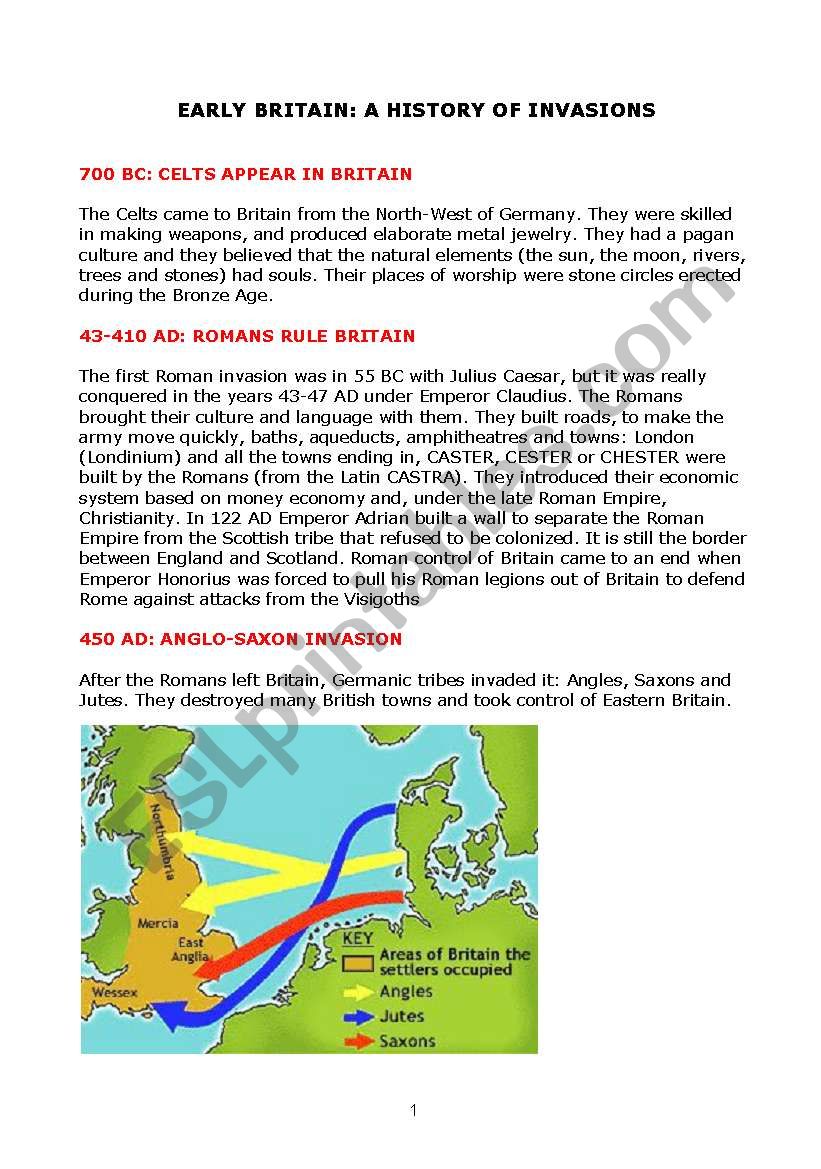 EARLY BRITAIN: A HISTORY OF INVASIONS