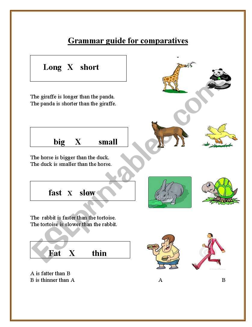 COMPARATIVES worksheet